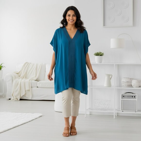 Time And Tru Shirt - Beach Cover Up, Blouse, Dress, Kaftan - 1X New Without Tag - Picture 1 of 7